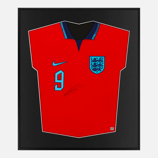 Framed Kane Signed Shirt, England, Red Away [Mini]