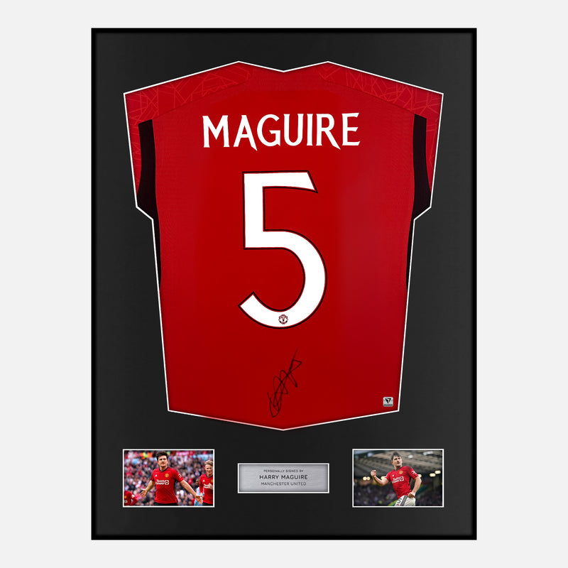 Framed Harry Maguire Signed Manchester United Shirt Home 2023-24 [Modern]