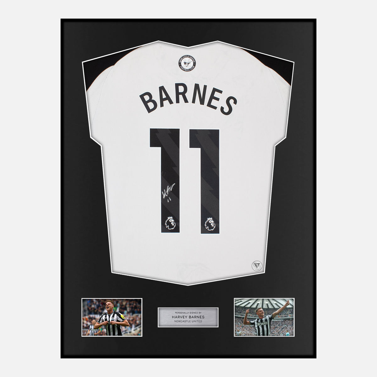 Framed Harvey Barnes Signed Newcastle United Shirt 2024-25 Home [Classic] — Verified autograph with NFC and certificate | The Vault