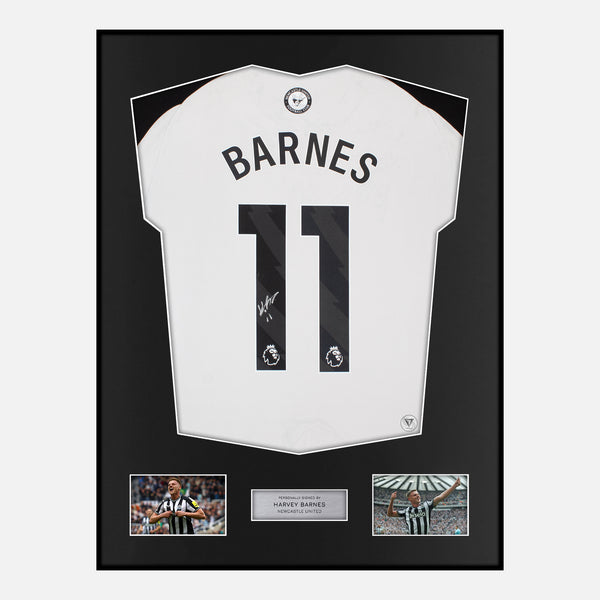 Framed Harvey Barnes Signed Newcastle United Shirt 2024-25 Home [Classic]