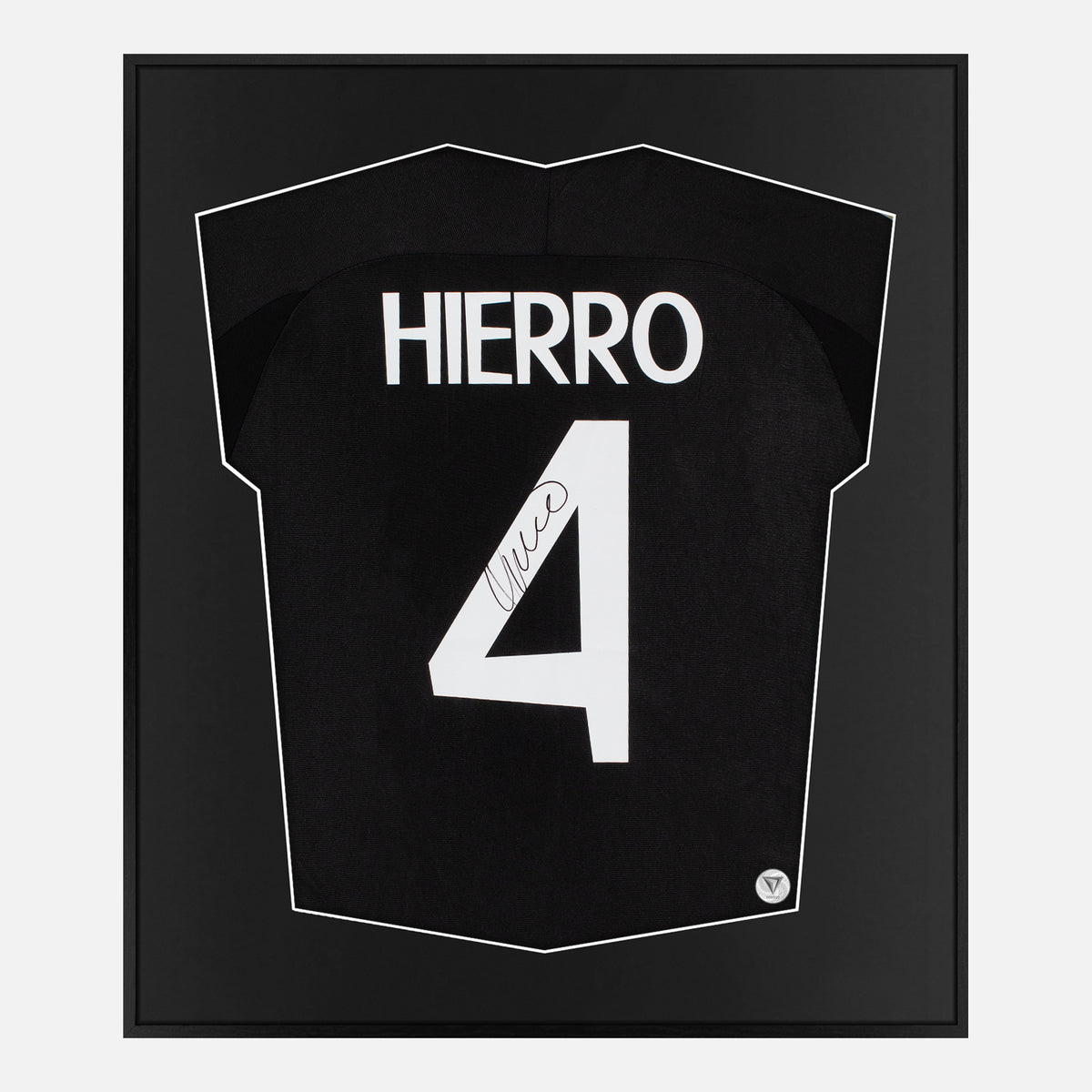 Framed Fernando Hierro Signed Shirt, Real Madrid Away Black [Lite] — Authentic signature with NFC and COA | The Vault