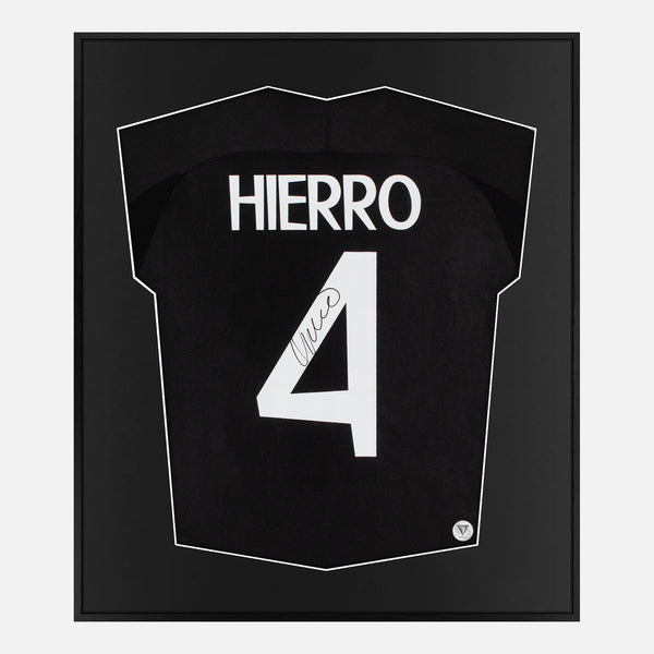 Framed Fernando Hierro Signed Shirt, Real Madrid Away Black [Mini]