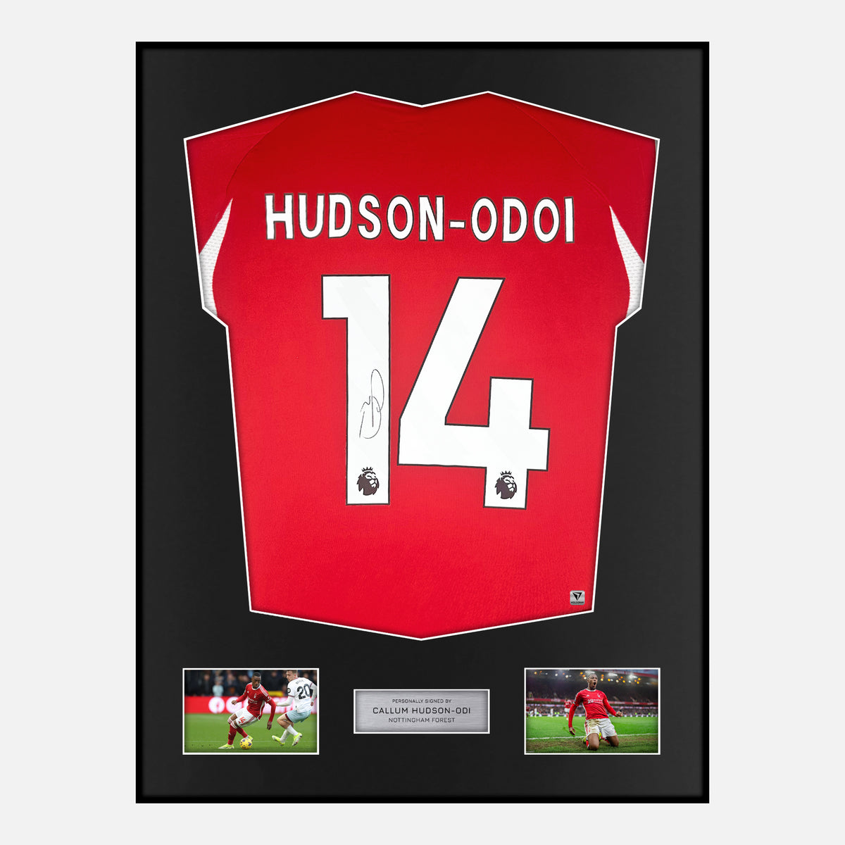 Framed Callum Hudson-Odi Signed Nottingham Forest Shirt 2023-24 Home [Classic] — Verified autograph with NFC and certificate | The Vault