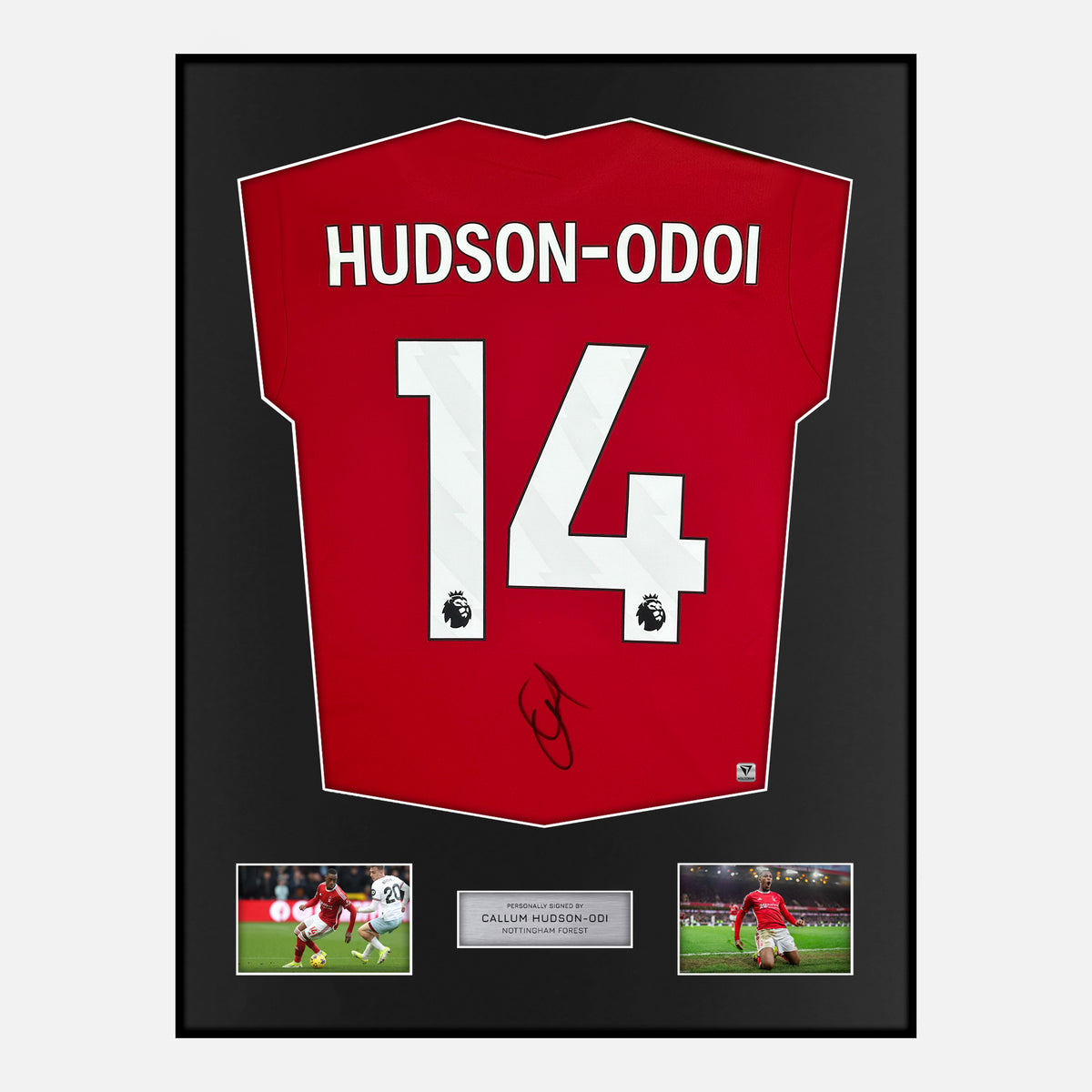 Framed Callum Hudson-Odi Signed Nottingham Forest Shirt Home Red [Classic] — Verified autograph with NFC and certificate | The Vault
