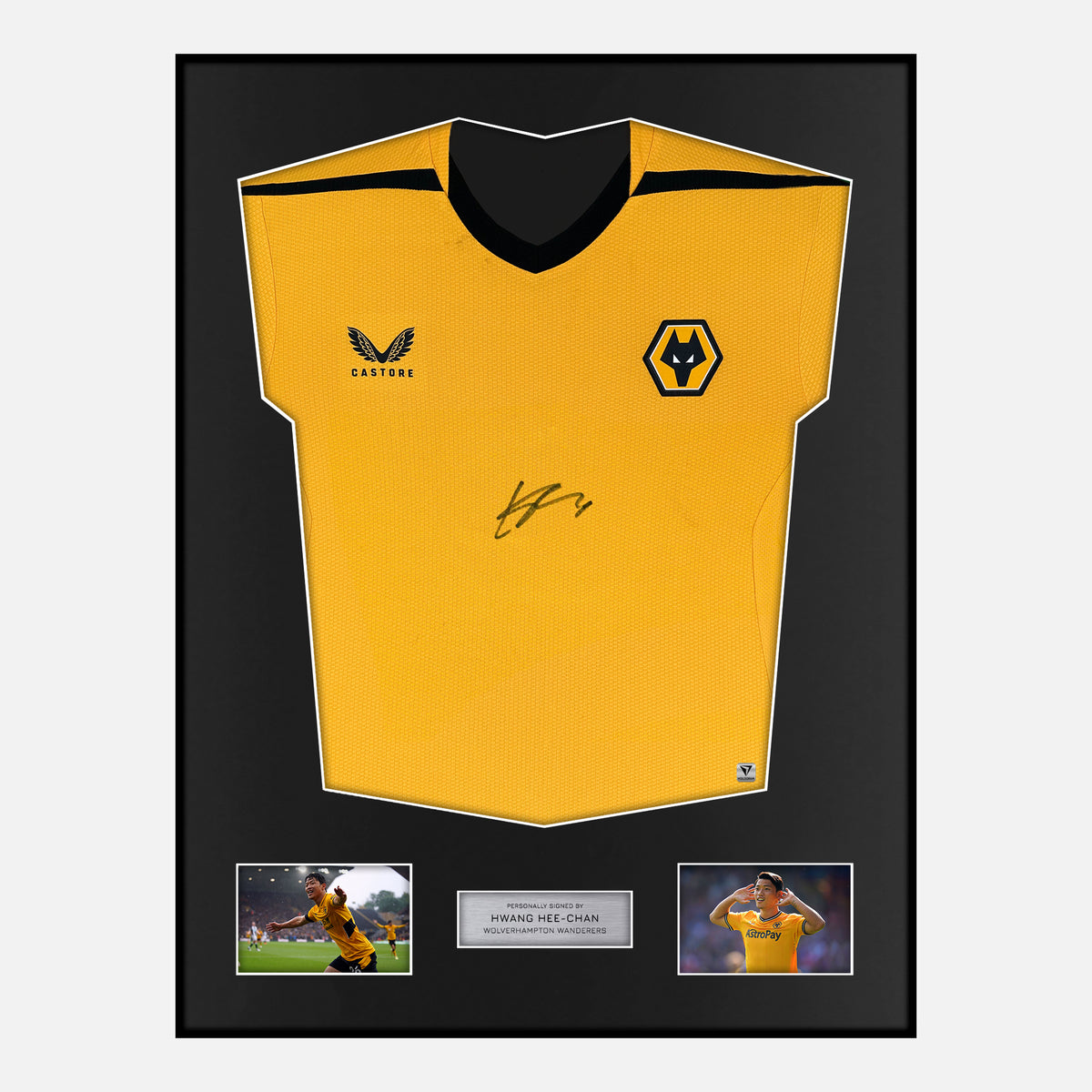 Framed Hwang Hee-Chan Signed Wolves Shirt 2022-23 Home [Classic] — Verified autograph with NFC and certificate | The Vault