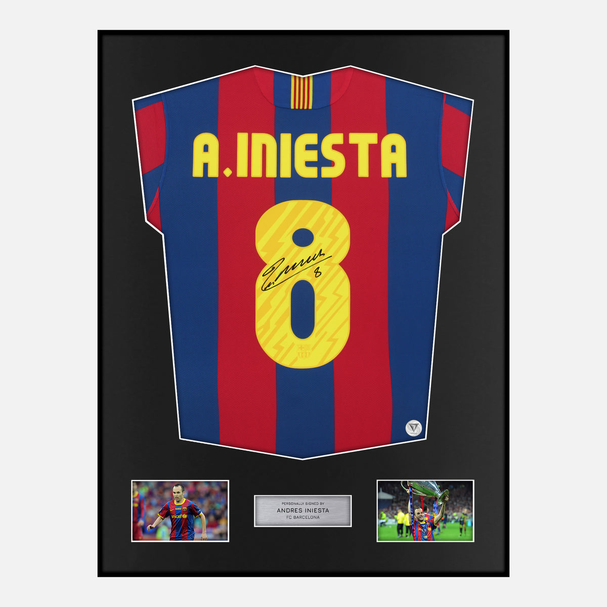 Framed Andrés Iniesta Signed Barcelona Shirt 2010-11 Home [Classic] — Verified autograph with NFC and certificate | The Vault