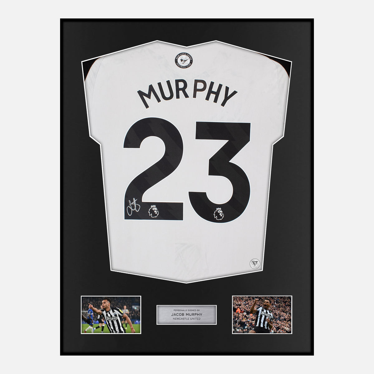 Framed Jacob Murphy Signed Newcastle United Shirt 2024-25 Home [Classic] — Verified autograph with NFC and certificate | The Vault
