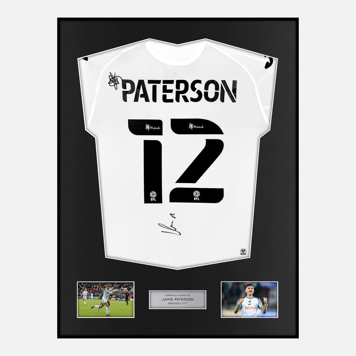 Framed Jamie Paterson Signed Swansea City Shirt 2022-23 Home [Classic] — Verified autograph with NFC and certificate | The Vault