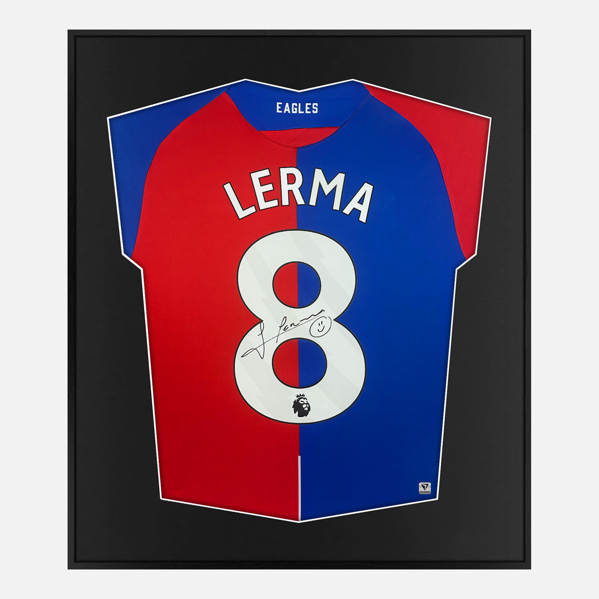 Framed Lerma Signed Crystal Palace Shirt, Home [Lite] — Authentic signature with NFC and COA | The Vault