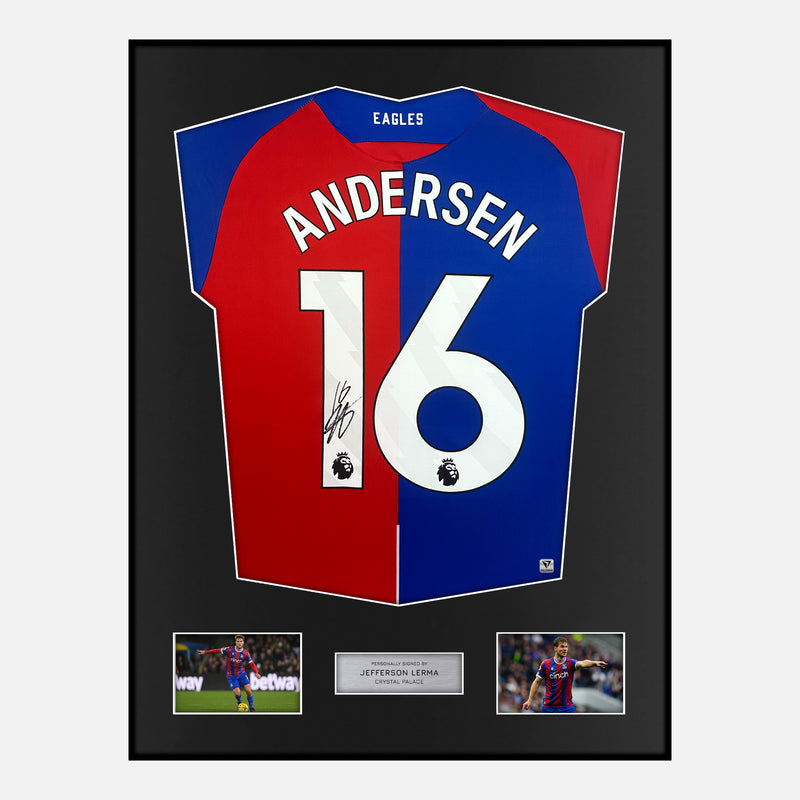 Framed Joachim Andersen Signed Crystal Palace Shirt 2023-24 Home [Modern]