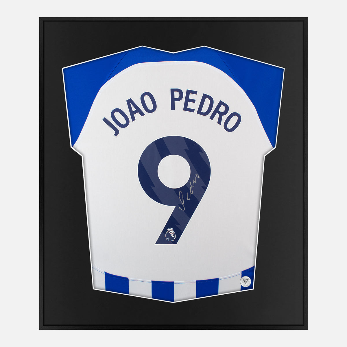 Framed Joao Pedro Signed Brighton Shirt Home [Lite] — Authentic signature with NFC and COA | The Vault