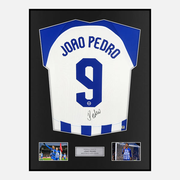 Framed Joao Pedro Signed Brighton Shirt Home 2023-24 [Modern]