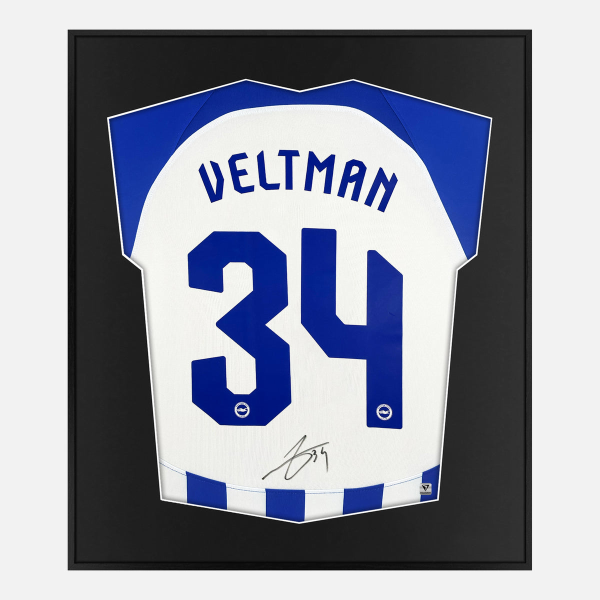 Framed Joel Veltman Signed Brighton & Hove Albion Shirt [Lite] — Authentic signature with NFC and COA | The Vault