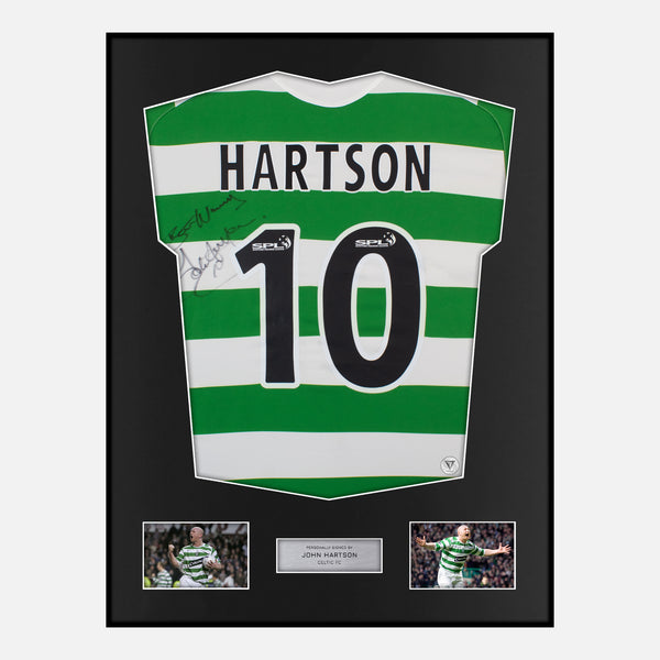 Framed John Hartson Signed Celtic Shirt 2005-07 Home [Classic]