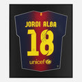 Framed Jordi Alba Signed Shirt, Barcelona Home 18 [Lite]