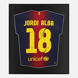 Framed Jordi Alba Signed Shirt, Barcelona Home 18 [Lite]
