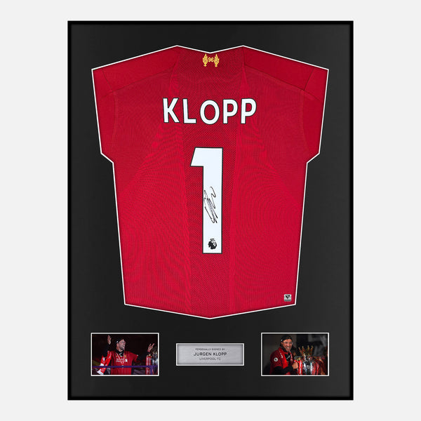Framed Jurgen Klopp Signed Liverpool Shirt 2019-20 Home [Classic]
