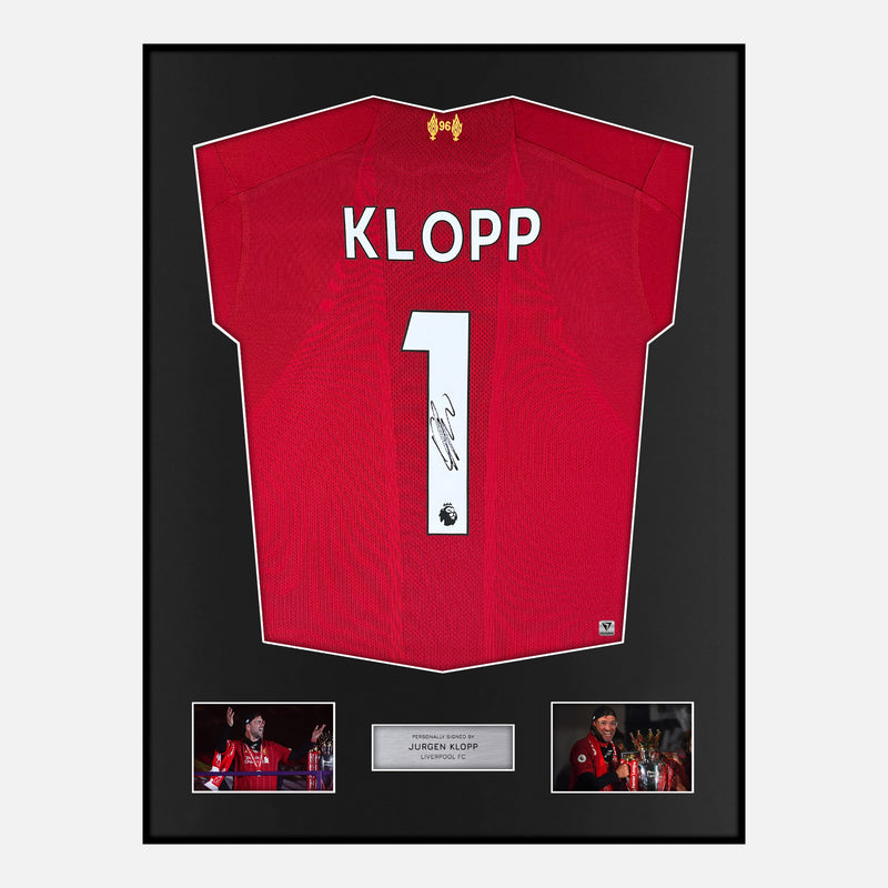 Framed Jurgen Klopp Signed Liverpool Shirt 2019-20 Home [Classic]