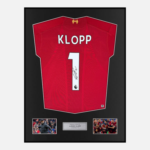 Framed Jurgen Klopp Signed Liverpool Shirt 2019-20 Home [Modern]