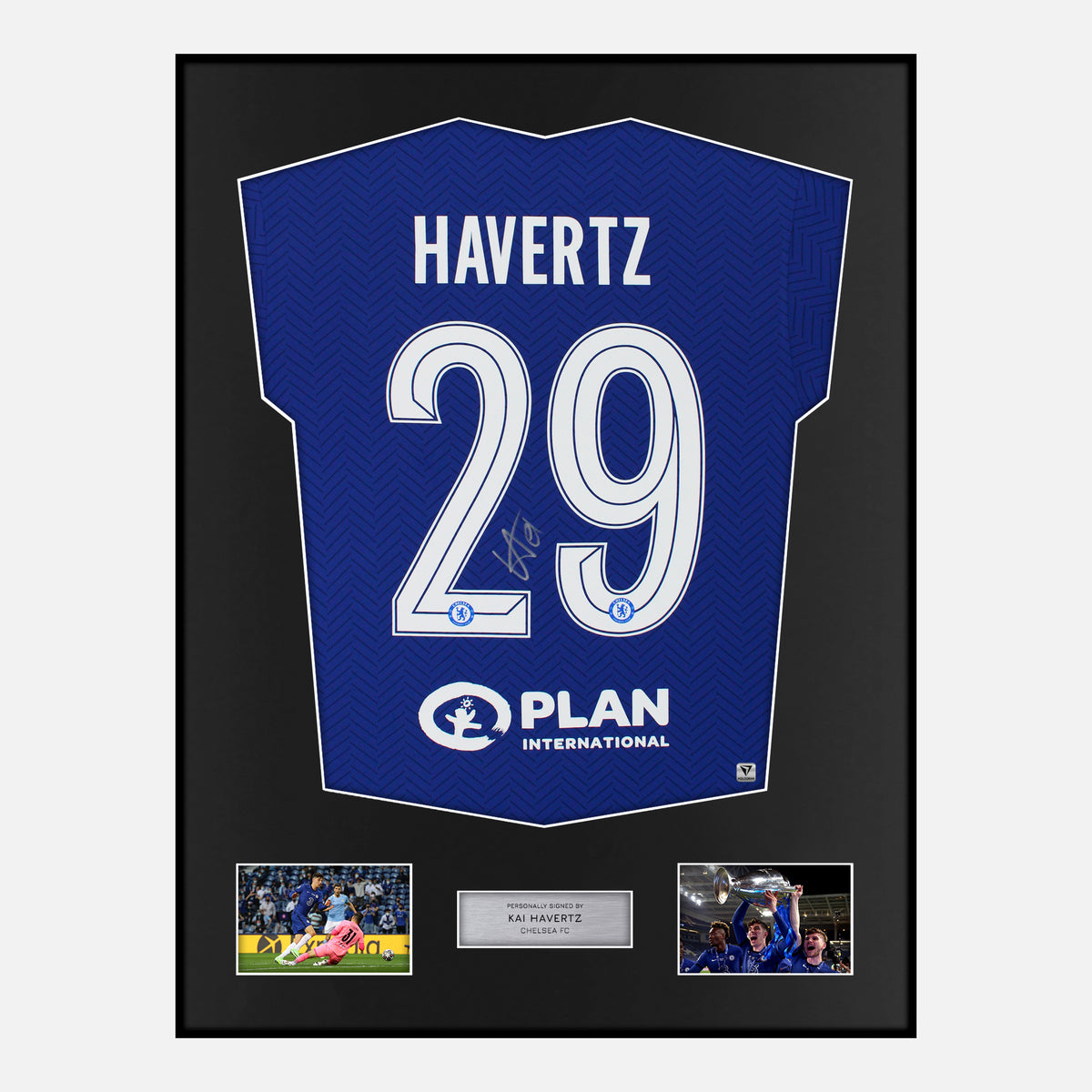 Framed Kai Havertz Signed Chelsea Shirt 2021 CL Winners [Classic] — Verified autograph with NFC and certificate | The Vault