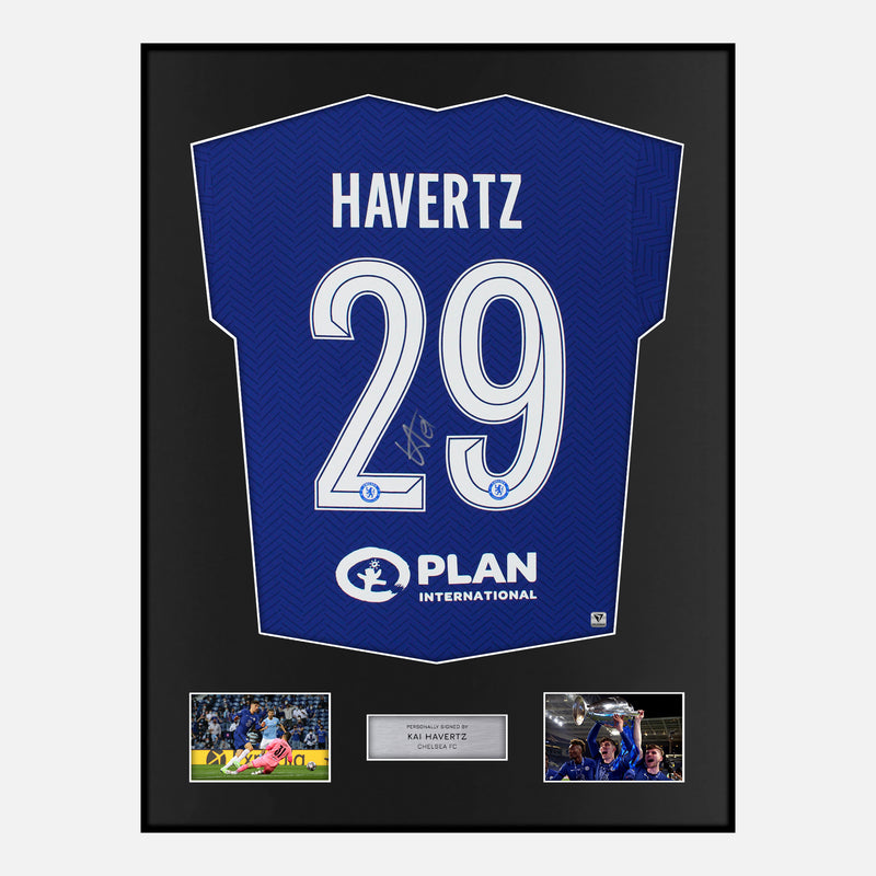 Framed Kai Havertz Signed Chelsea Shirt 2021 CL Winners [Modern]