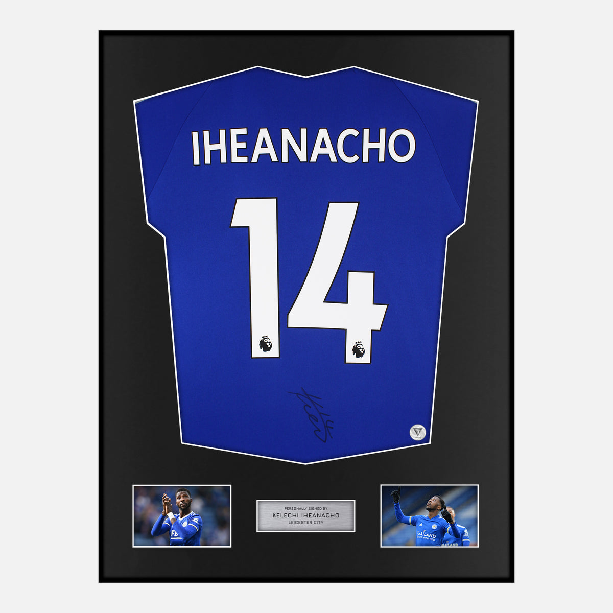 Framed Kelechi Iheanacho Signed Leicester City Shirt [Classic] — Verified autograph with NFC and certificate | The Vault