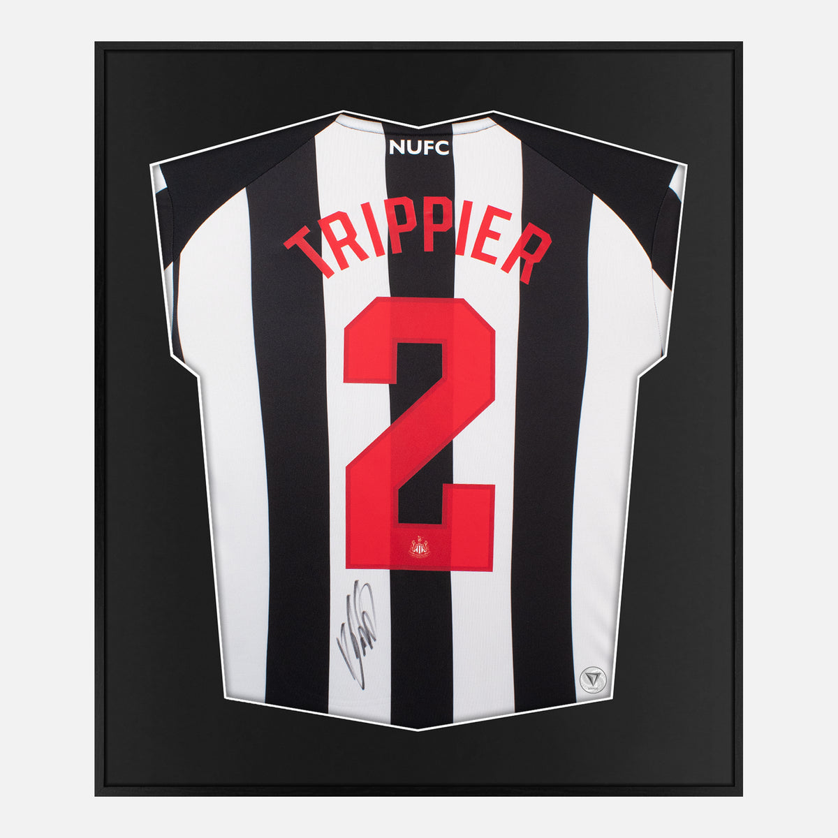 Framed Trippier Signed Newcastle United Shirt, Champions League [Lite] — Authentic signature with NFC and COA | The Vault