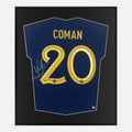 Framed Kingsley Coman Signed France Shirt, Home Blue [Lite]