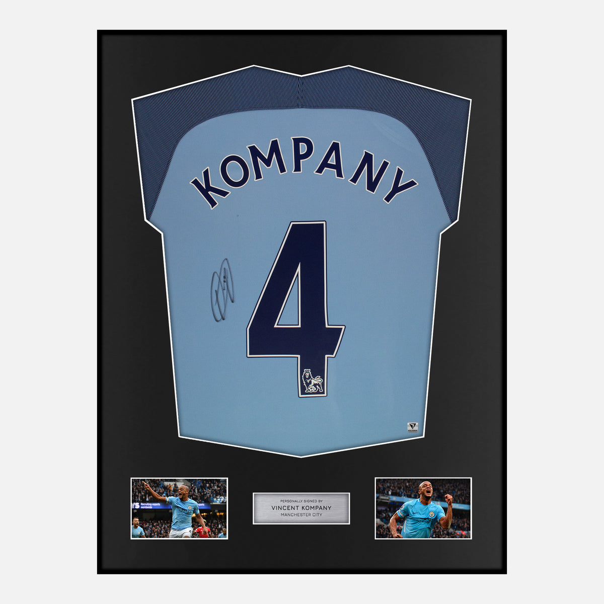 Framed Vincent Kompany Signed Manchester City Shirt 2016-17 Home [Classic] — Verified autograph with NFC and certificate | The Vault