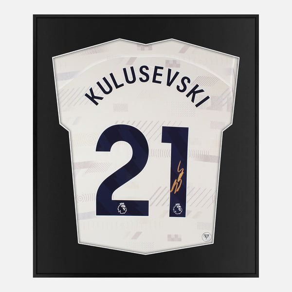 Framed Dejan Kulusevski Signed Tottenham Hotspur Shirt 2023-24 Home [Mini]
