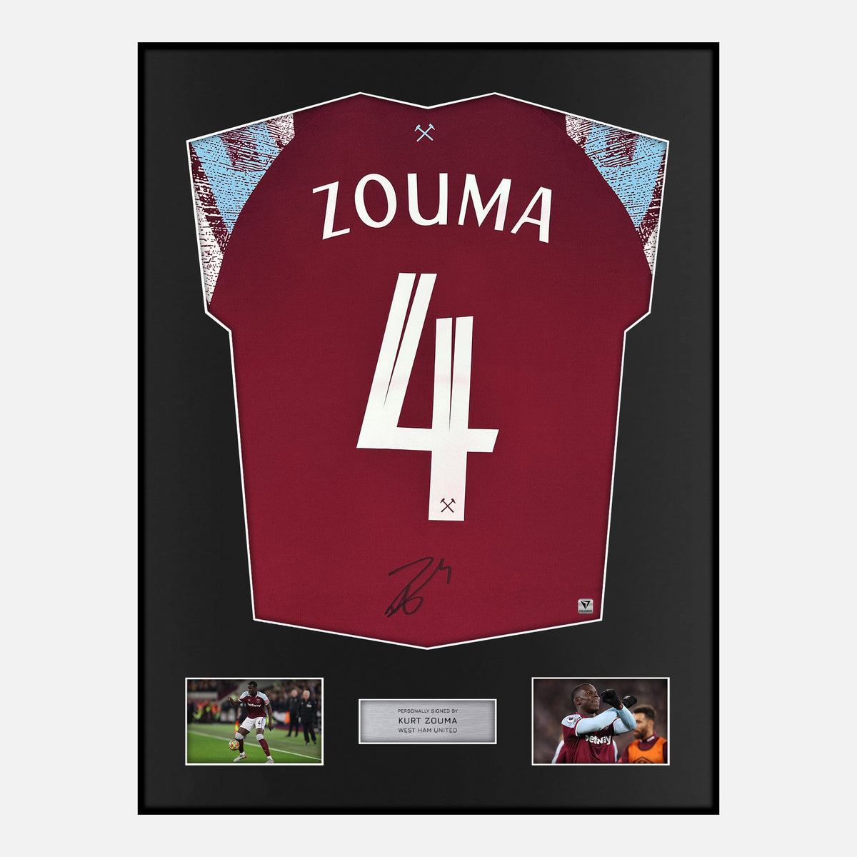 Framed Kurt Zouma Signed West Ham United Shirt 2022-23 Home [Classic] — Verified autograph with NFC and certificate | The Vault