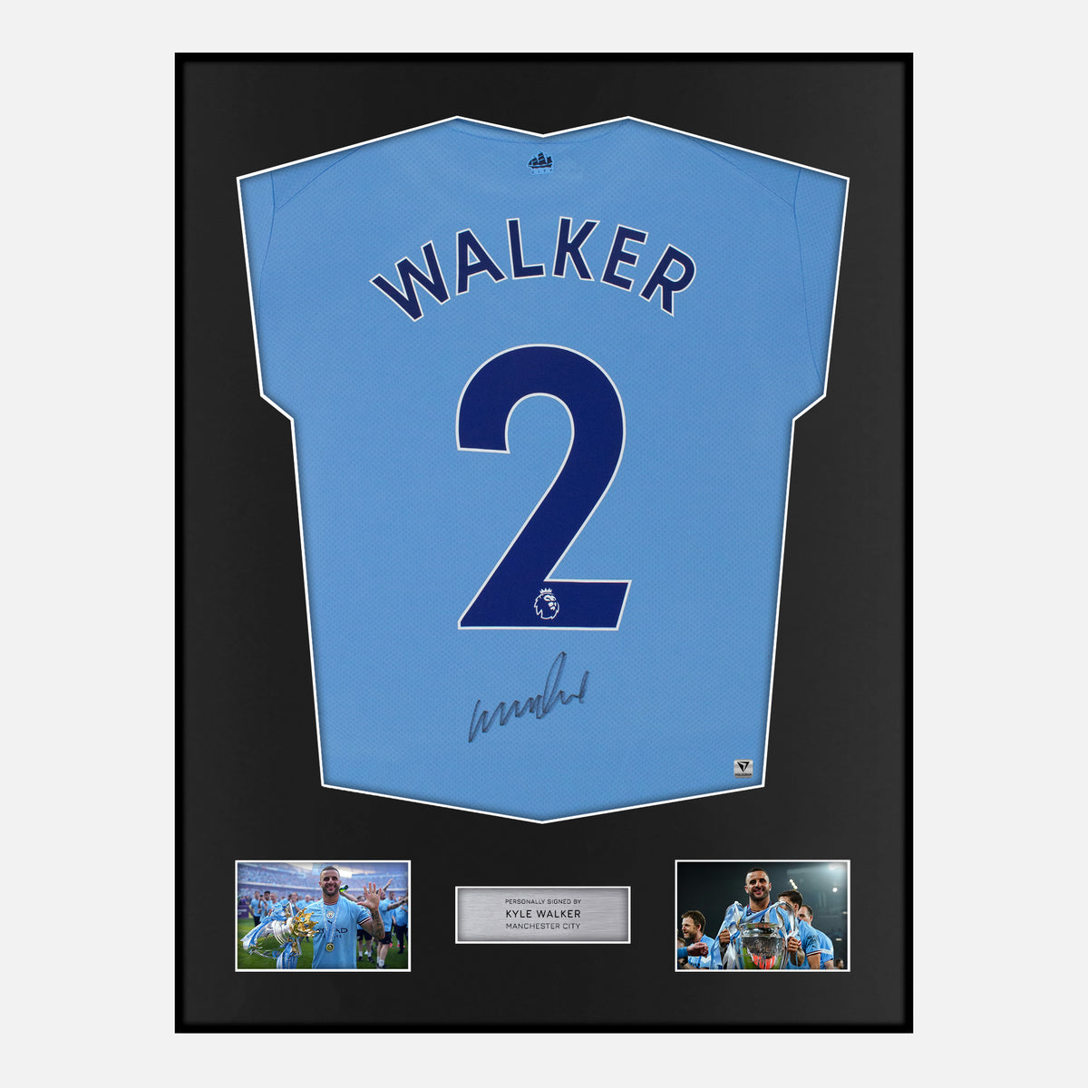 Framed Kyle Walker Signed Manchester City Shirt 2023 Treble [Classic] — Verified autograph with NFC and certificate | The Vault