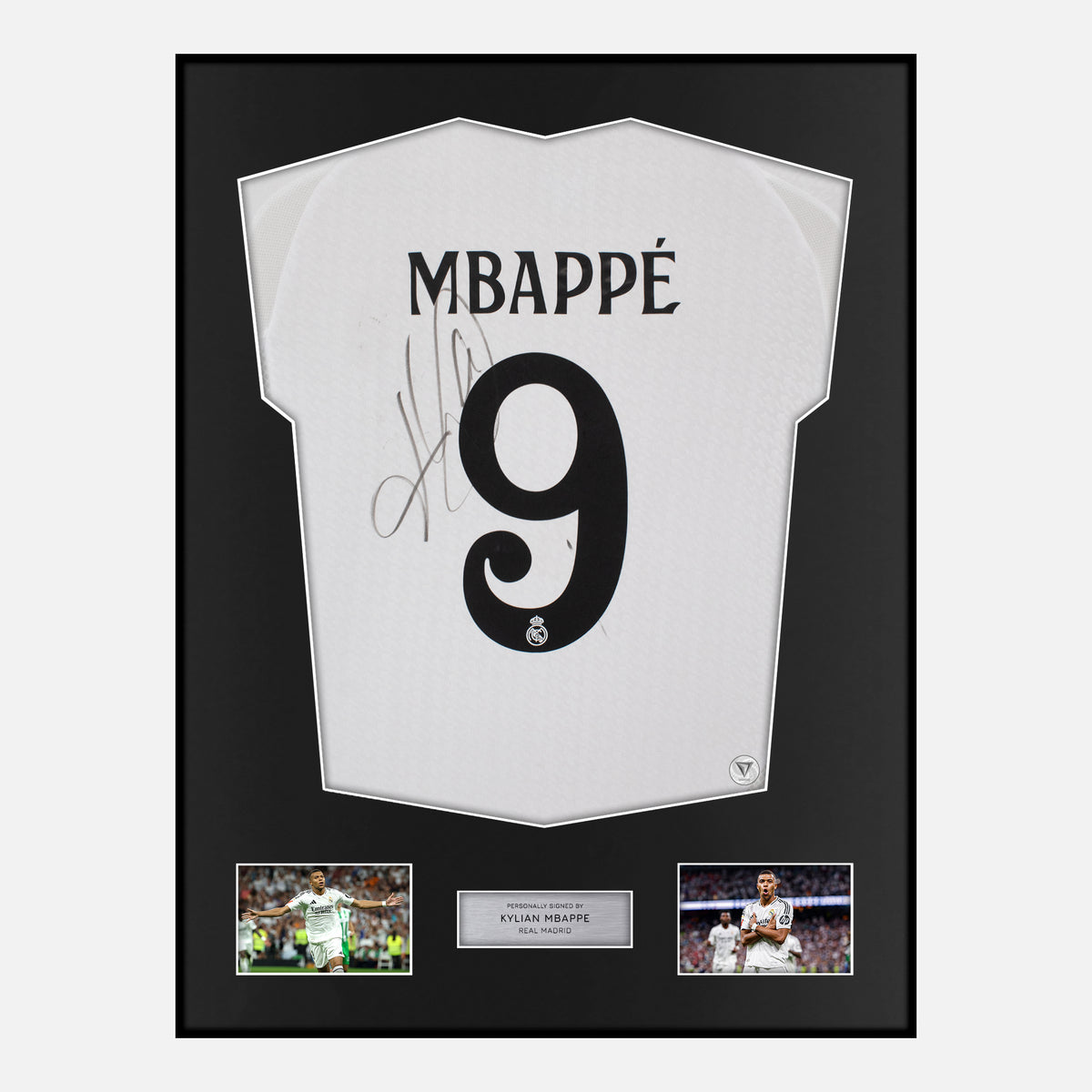 Framed Kylian Mbappe Signed Real Madrid Shirt 2024-25 Home [Classic] — Verified autograph with NFC and certificate | The Vault