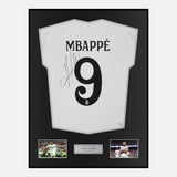 Framed Kylian Mbappe Signed Real Madrid Shirt 2024-25 Home [Modern]