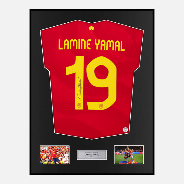 Framed Lamine Yamal Signed Spain Shirt Euro 2024 Winners [Modern]