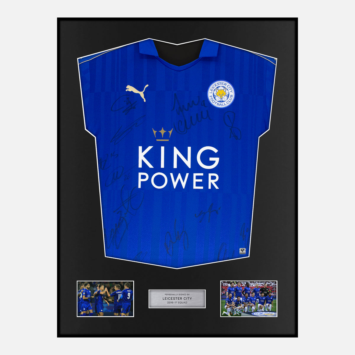 Framed Squad Signed Leicester City Shirt 2016-17 Home [Classic] — Verified autograph with NFC and certificate | The Vault