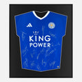 Framed Leicester City Signed Shirt, Full Squad, Home [Lite]