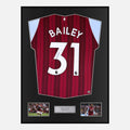 Framed Leon Bailey Signed Aston Villa Shirt 2021-22 Home [Classic]