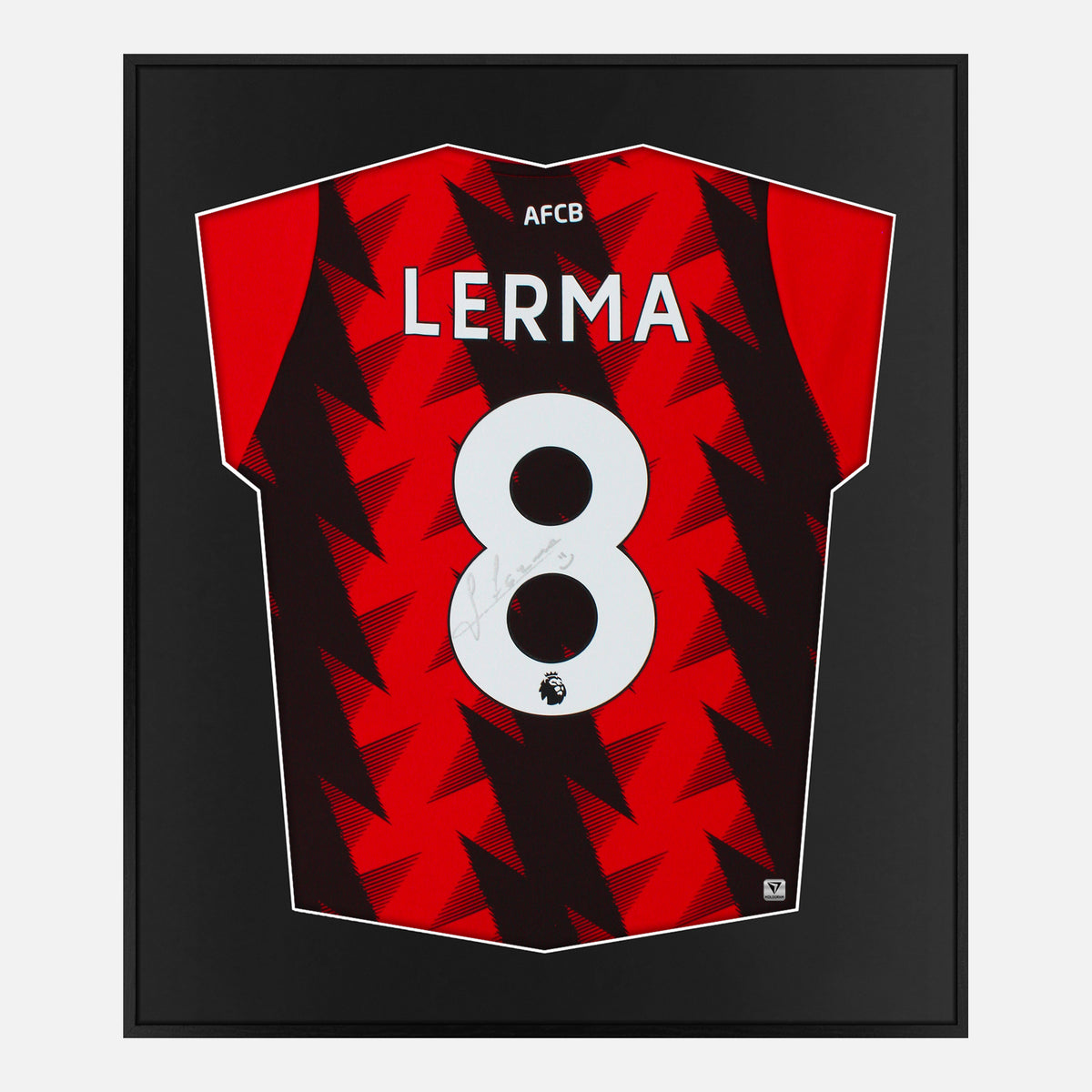 Framed Lerma Signed Shirt, AFC Bournemouth Home [Lite] — Authentic signature with NFC and COA | The Vault