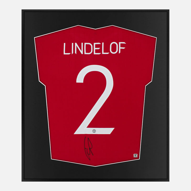 Framed Lindelof Signed Manchester United Shirt, Cup Home [Mini]