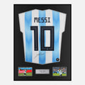 Framed Lionel Messi Signed Argentina Shirt 2018-19 Home [Classic]