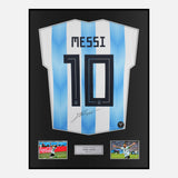 Framed Lionel Messi Signed Argentina Shirt 2018-19 Home [Classic]