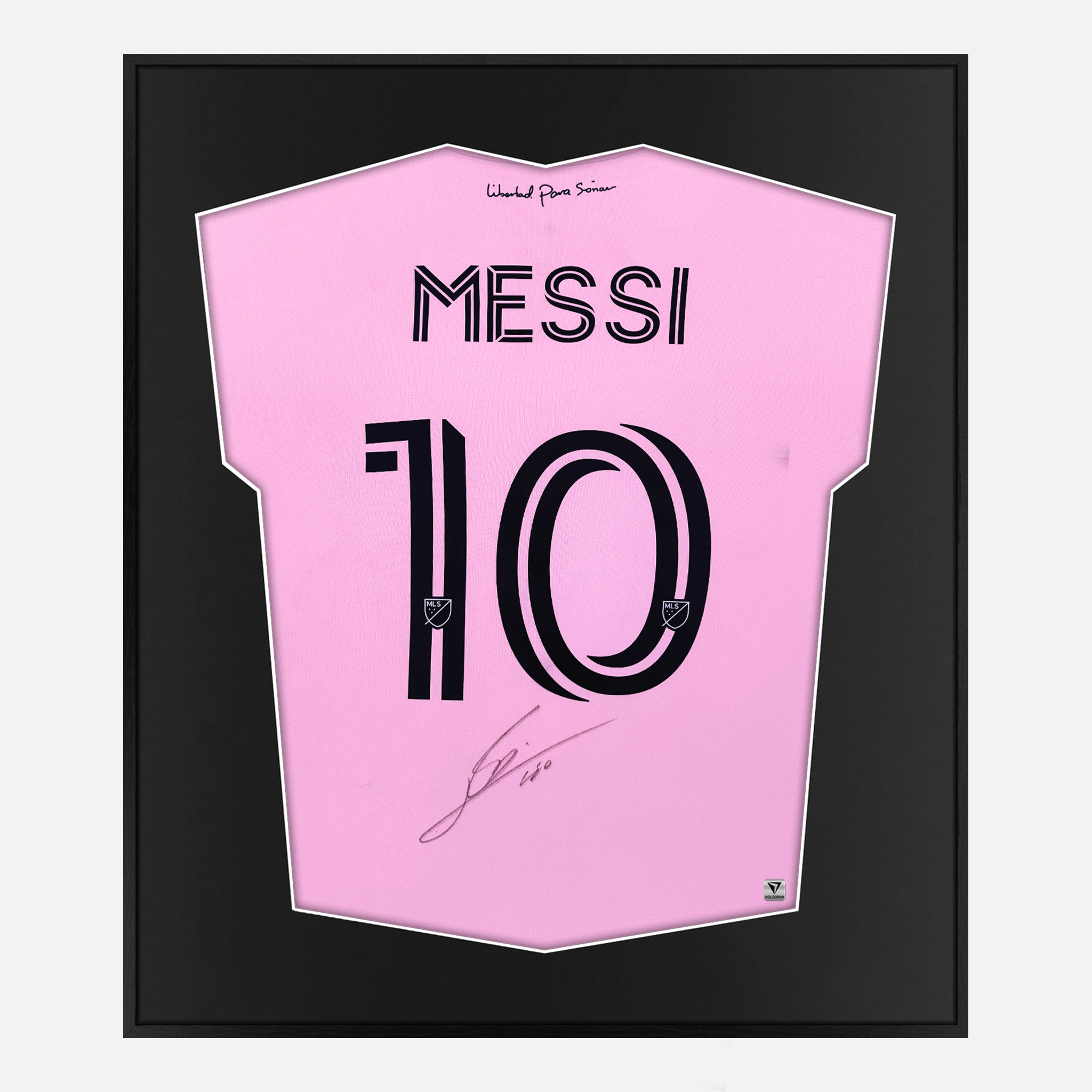 Framed Messi Signed Shirt, Inter Miami, Pink Home [Mini] | The Vault