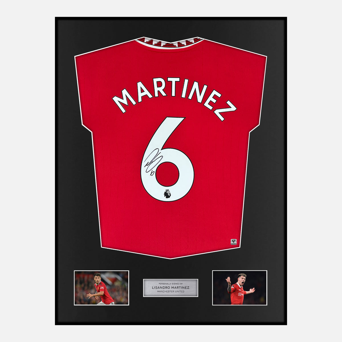 Framed Lisandro Martinez Signed Manchester United Shirt Home 2022-23 [Classic] — Verified autograph with NFC and certificate | The Vault
