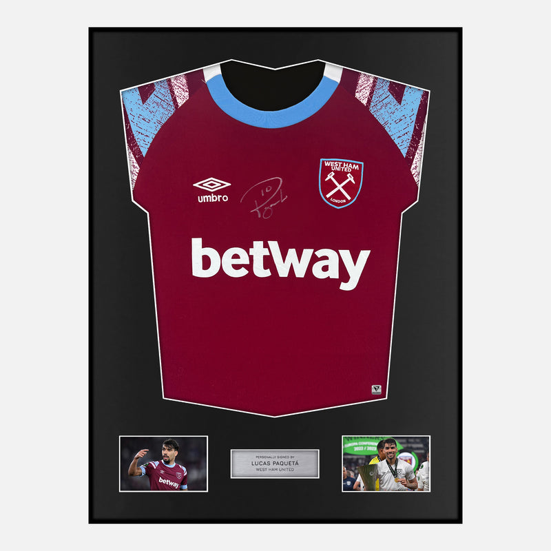 Framed Lucas Paquetá Signed West Ham United Shirt 2022-23 Home [Modern]