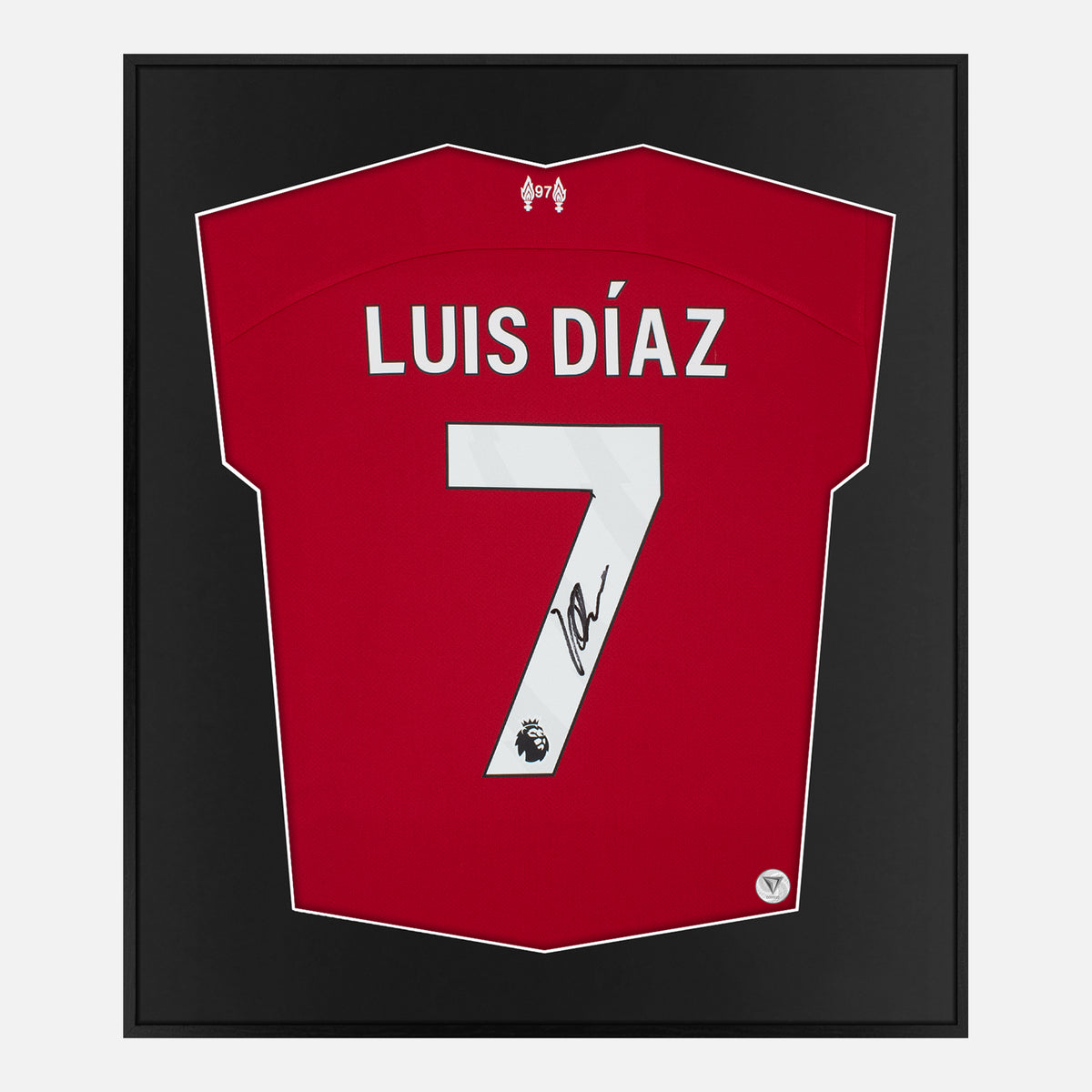Framed Luis Diaz Signed Liverpool Shirt 2023-24 Home [Lite] — Authentic signature with NFC and COA | The Vault