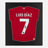 Framed Luis Diaz Liverpool Shirt 2023-24 Home [Mini]