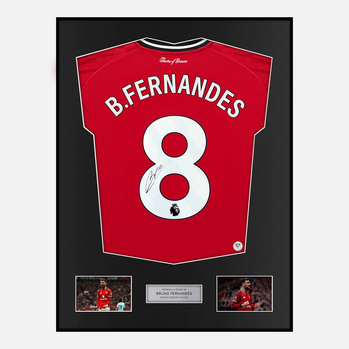Framed Bruno Fernandes Signed Manchester United Shirt 2025-26 [Classic] — Classic framed Manchester United shirt signed by Bruno Fernandes | The Vault