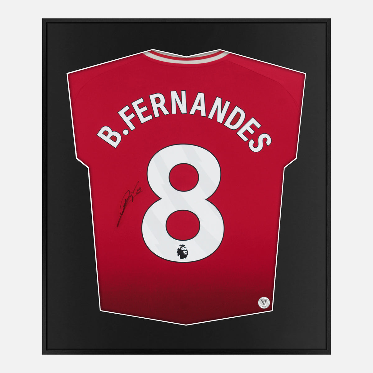 Framed Bruno Fernandes Signed Shirt, Manchester United Home [Lite] — Lite framed Manchester United shirt signed by Bruno Fernandes | The Vault