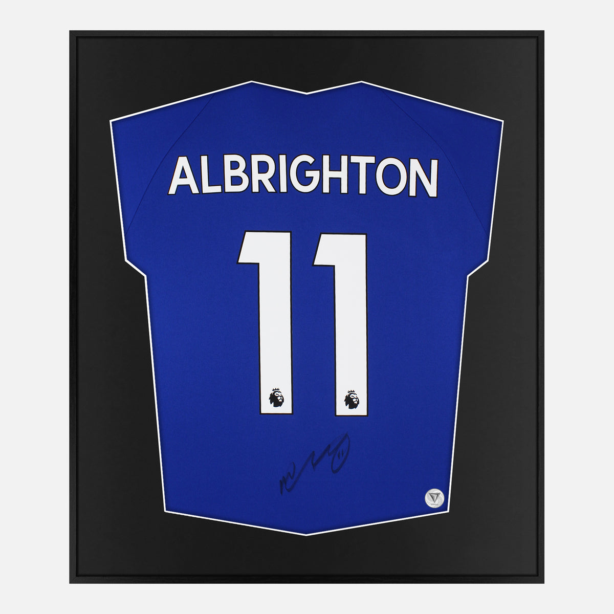 Framed Albrighton Signed Shirt, Home Leicester City [Lite] — Authentic signature with NFC and COA | The Vault